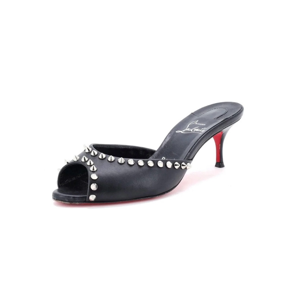 Christian Louboutin Black Spike Me Dolly Heel Sandals 55